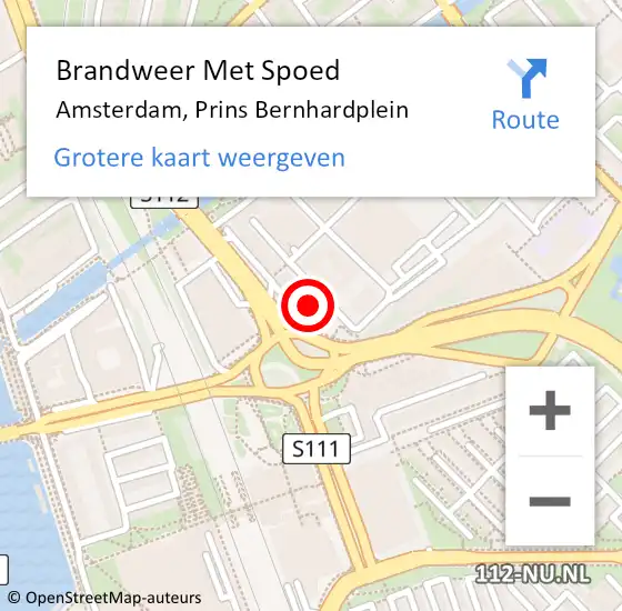 Locatie op kaart van de 112 melding: Brandweer Met Spoed Naar Amsterdam, Prins Bernhardplein op 1 september 2023 19:22