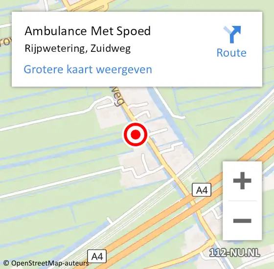 Locatie op kaart van de 112 melding: Ambulance Met Spoed Naar Rijpwetering, Zuidweg op 1 september 2023 20:48