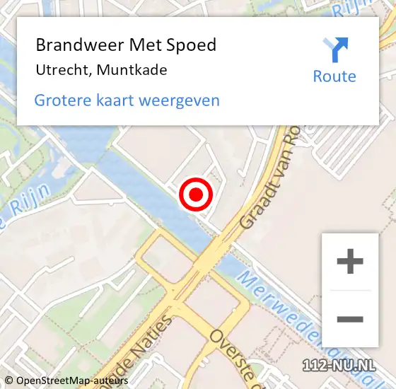 Locatie op kaart van de 112 melding: Brandweer Met Spoed Naar Utrecht, Muntkade op 1 september 2023 22:16