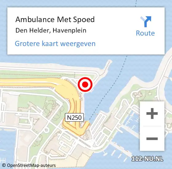 Locatie op kaart van de 112 melding: Ambulance Met Spoed Naar Den Helder, Havenplein op 1 september 2023 22:48