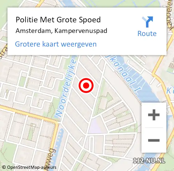 Locatie op kaart van de 112 melding: Politie Met Grote Spoed Naar Amsterdam, Kampervenuspad op 2 september 2023 00:10