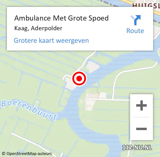 Locatie op kaart van de 112 melding: Ambulance Met Grote Spoed Naar Kaag, Aderpolder op 2 september 2023 02:38