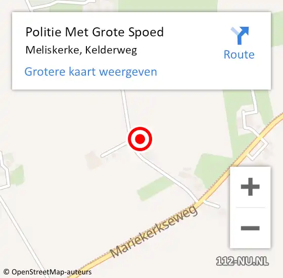 Locatie op kaart van de 112 melding: Politie Met Grote Spoed Naar Meliskerke, Kelderweg op 2 september 2023 06:45