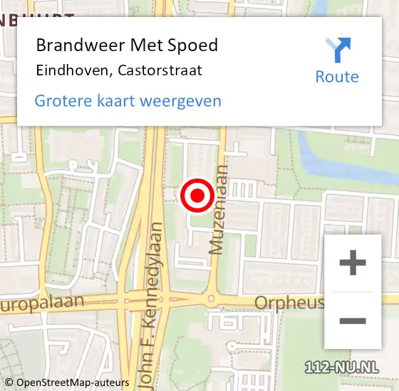 Locatie op kaart van de 112 melding: Brandweer Met Spoed Naar Eindhoven, Castorstraat op 2 september 2023 07:23