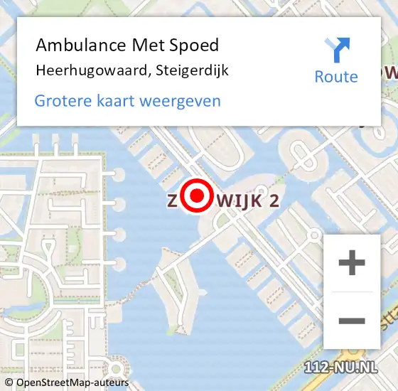Locatie op kaart van de 112 melding: Ambulance Met Spoed Naar Heerhugowaard, Steigerdijk op 2 september 2023 08:19