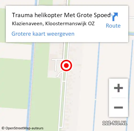 Locatie op kaart van de 112 melding: Trauma helikopter Met Grote Spoed Naar Klazienaveen, Kloostermanswijk OZ op 2 september 2023 09:19