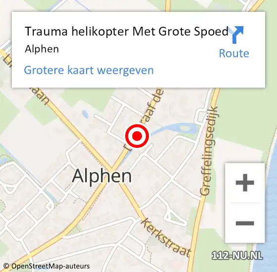 Locatie op kaart van de 112 melding: Trauma helikopter Met Grote Spoed Naar Alphen op 2 september 2023 10:34