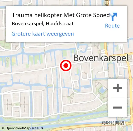 Locatie op kaart van de 112 melding: Trauma helikopter Met Grote Spoed Naar Bovenkarspel, Hoofdstraat op 2 september 2023 10:47