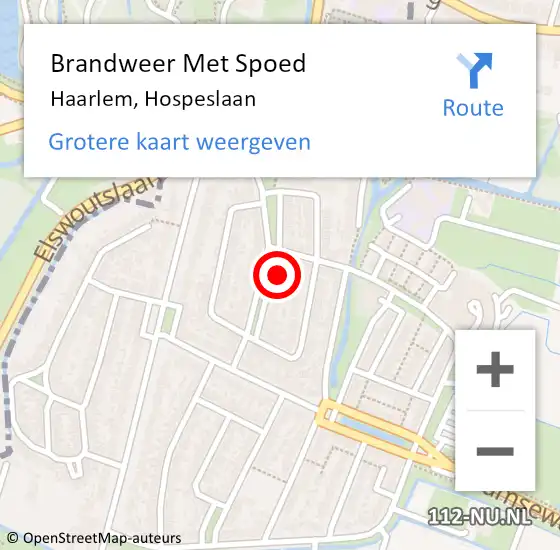 Locatie op kaart van de 112 melding: Brandweer Met Spoed Naar Haarlem, Hospeslaan op 2 september 2023 10:53