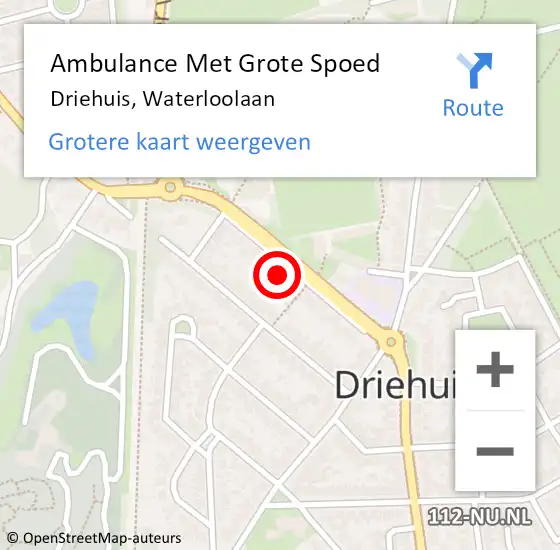 Locatie op kaart van de 112 melding: Ambulance Met Grote Spoed Naar Driehuis, Waterloolaan op 2 september 2023 12:29