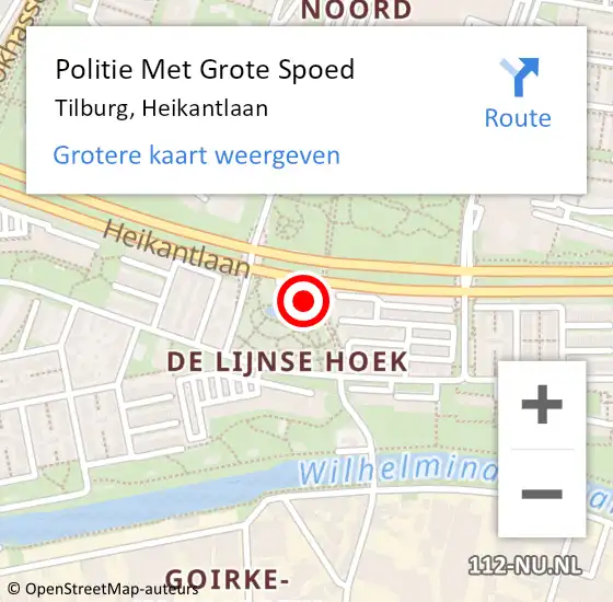 Locatie op kaart van de 112 melding: Politie Met Grote Spoed Naar Tilburg, Heikantlaan op 2 september 2023 13:14