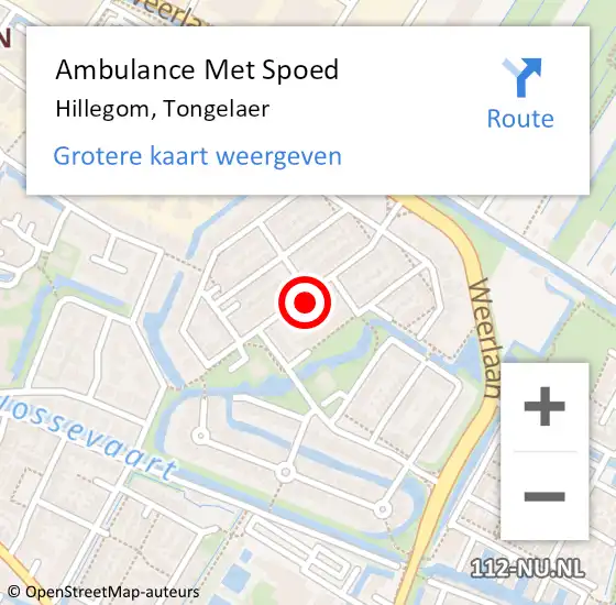 Locatie op kaart van de 112 melding: Ambulance Met Spoed Naar Hillegom, Tongelaer op 2 september 2023 13:45