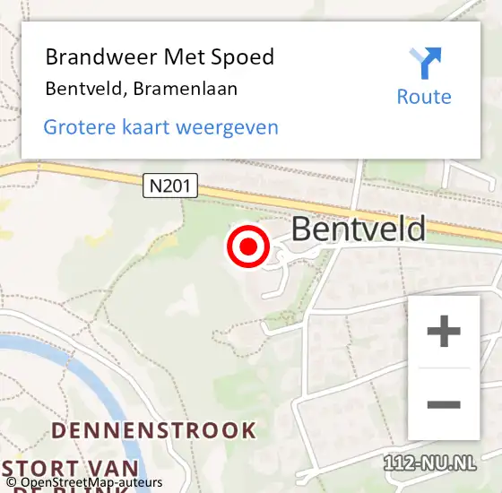 Locatie op kaart van de 112 melding: Brandweer Met Spoed Naar Bentveld, Bramenlaan op 2 september 2023 13:48