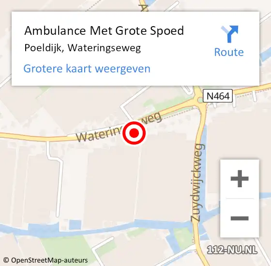 Locatie op kaart van de 112 melding: Ambulance Met Grote Spoed Naar Poeldijk, Wateringseweg op 2 september 2023 16:01