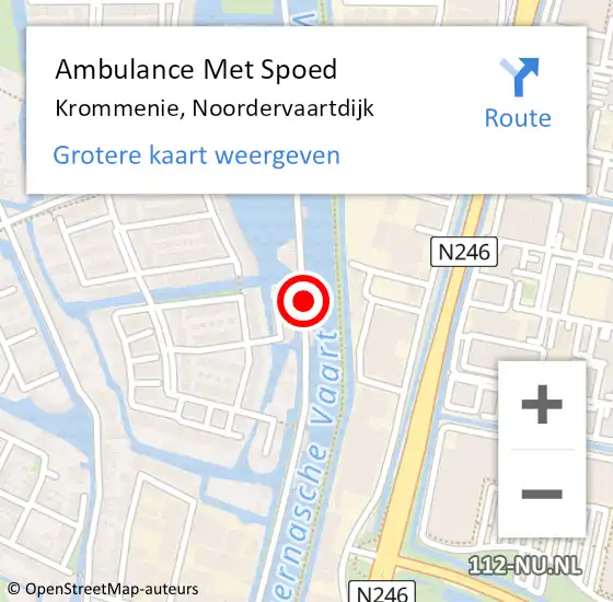 Locatie op kaart van de 112 melding: Ambulance Met Spoed Naar Krommenie, Noordervaartdijk op 2 september 2023 16:28