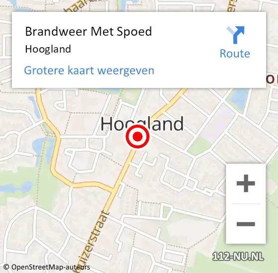 Locatie op kaart van de 112 melding: Brandweer Met Spoed Naar Hoogland op 2 september 2023 17:21