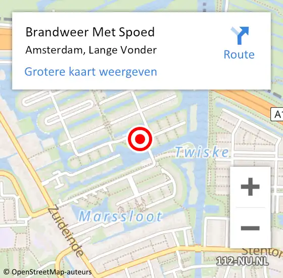 Locatie op kaart van de 112 melding: Brandweer Met Spoed Naar Amsterdam, Lange Vonder op 2 september 2023 17:39