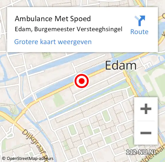 Locatie op kaart van de 112 melding: Ambulance Met Spoed Naar Edam, Burgemeester Versteeghsingel op 2 september 2023 18:11
