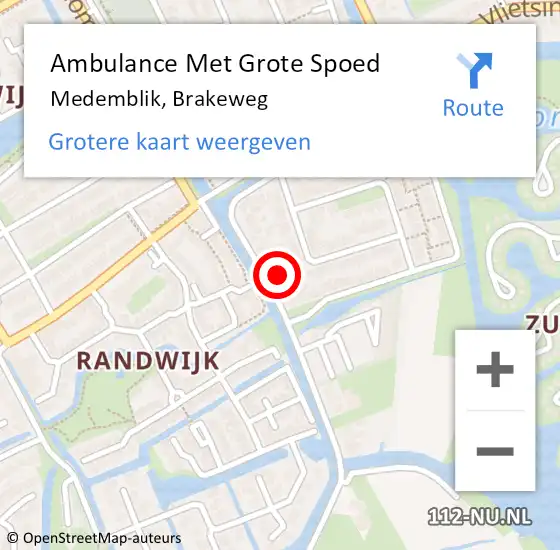 Locatie op kaart van de 112 melding: Ambulance Met Grote Spoed Naar Medemblik, Brakeweg op 2 september 2023 19:41