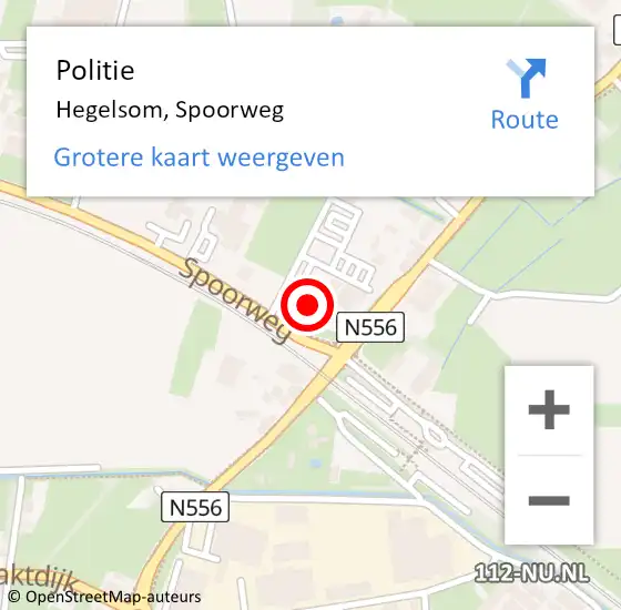 Locatie op kaart van de 112 melding: Politie Hegelsom, Spoorweg op 2 september 2023 22:12