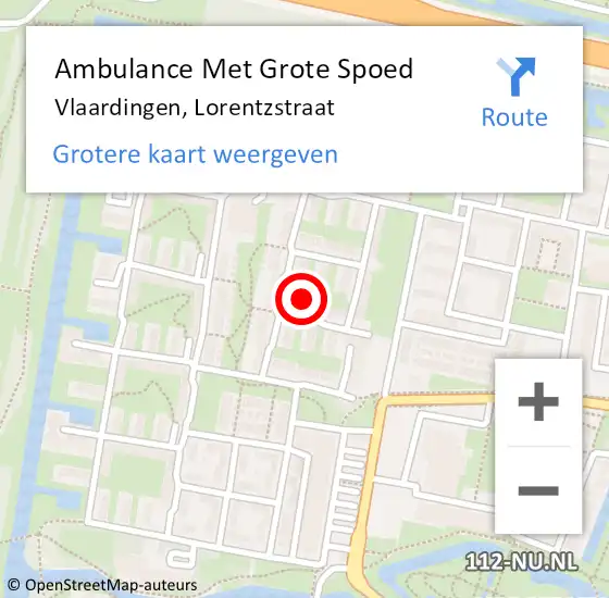 Locatie op kaart van de 112 melding: Ambulance Met Grote Spoed Naar Vlaardingen, Lorentzstraat op 2 september 2023 23:29