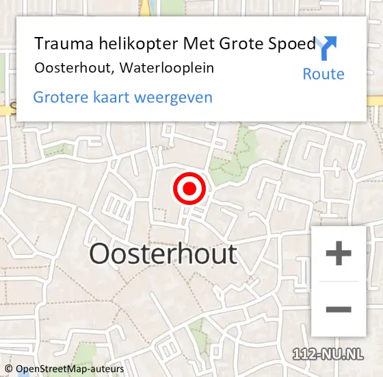 Locatie op kaart van de 112 melding: Trauma helikopter Met Grote Spoed Naar Oosterhout, Waterlooplein op 2 september 2023 23:42