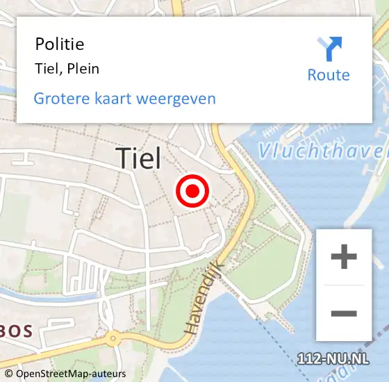 Locatie op kaart van de 112 melding: Politie Tiel, Plein op 3 september 2023 01:54