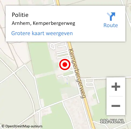 Locatie op kaart van de 112 melding: Politie Arnhem, Kemperbergerweg op 3 september 2023 03:14