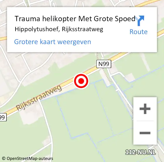 Locatie op kaart van de 112 melding: Trauma helikopter Met Grote Spoed Naar Hippolytushoef, Rijksstraatweg op 3 september 2023 03:49