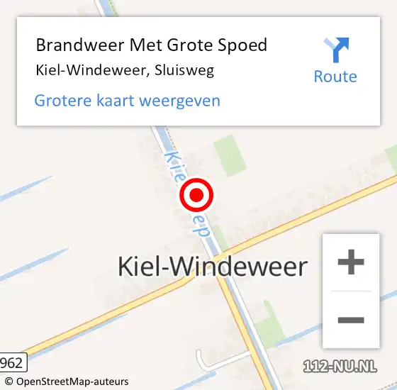 Locatie op kaart van de 112 melding: Brandweer Met Grote Spoed Naar Kiel-Windeweer, Sluisweg op 3 september 2023 05:25