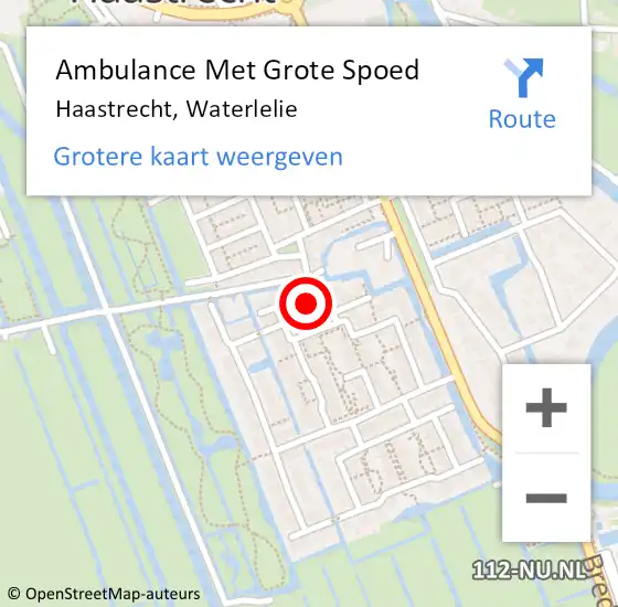 Locatie op kaart van de 112 melding: Ambulance Met Grote Spoed Naar Haastrecht, Waterlelie op 3 september 2023 10:02