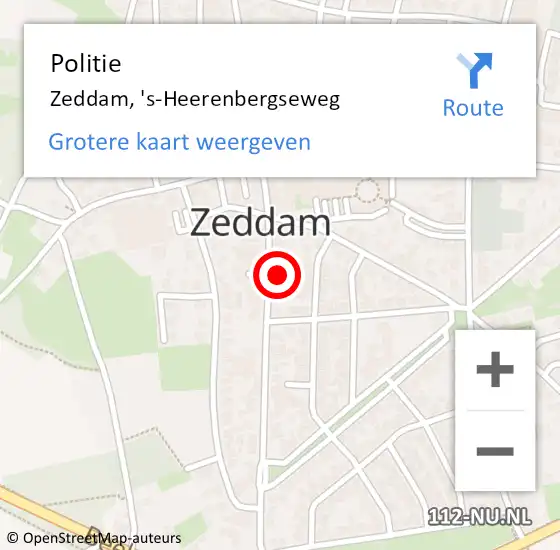 Locatie op kaart van de 112 melding: Politie Zeddam, 's-Heerenbergseweg op 3 september 2023 11:22