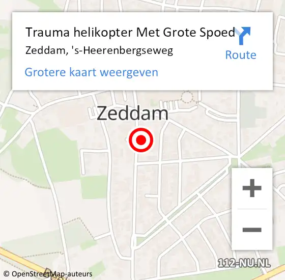 Locatie op kaart van de 112 melding: Trauma helikopter Met Grote Spoed Naar Zeddam, 's-Heerenbergseweg op 3 september 2023 11:25