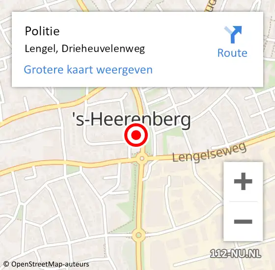 Locatie op kaart van de 112 melding: Politie Lengel, Drieheuvelenweg op 3 september 2023 11:43