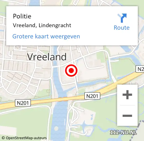 Locatie op kaart van de 112 melding: Politie Vreeland, Lindengracht op 3 september 2023 12:12