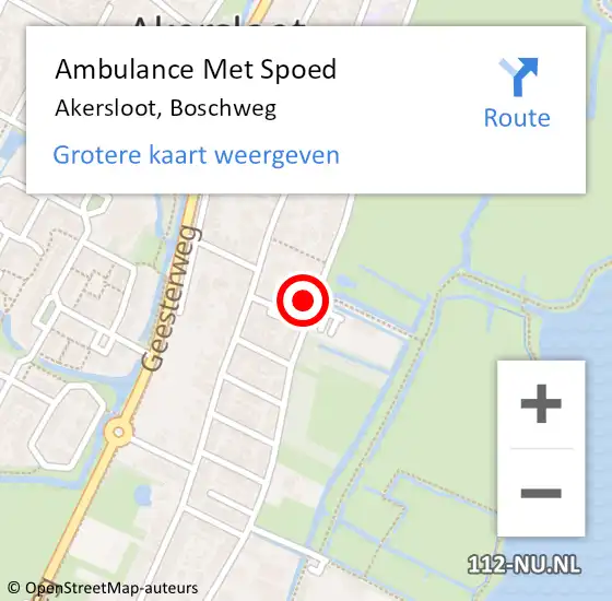 Locatie op kaart van de 112 melding: Ambulance Met Spoed Naar Akersloot, Boschweg op 3 september 2023 12:22