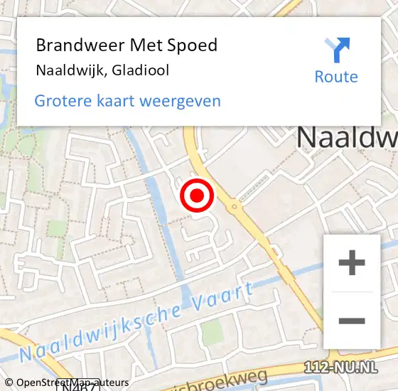 Locatie op kaart van de 112 melding: Brandweer Met Spoed Naar Naaldwijk, Gladiool op 3 september 2023 14:16