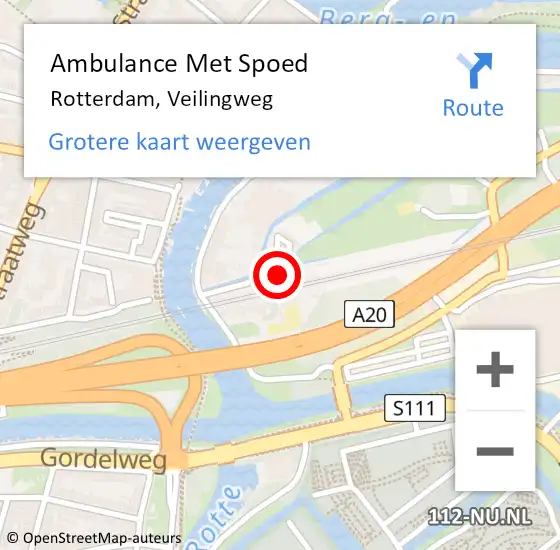 Locatie op kaart van de 112 melding: Ambulance Met Spoed Naar Rotterdam, Veilingweg op 3 september 2023 14:24