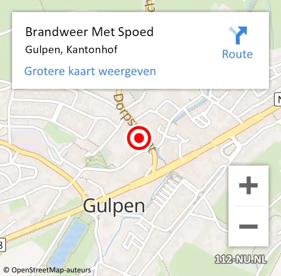 Locatie op kaart van de 112 melding: Brandweer Met Spoed Naar Gulpen, Kantonhof op 3 september 2023 15:03
