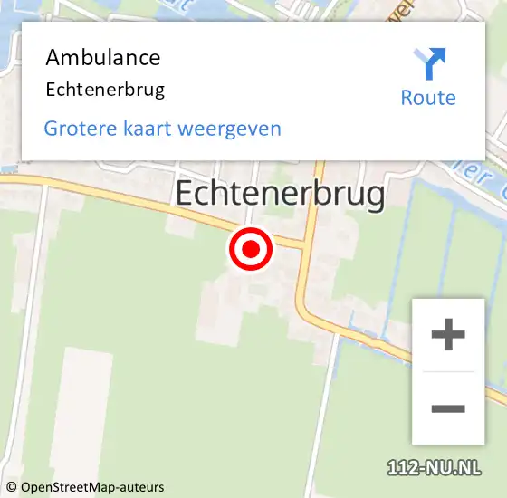 Locatie op kaart van de 112 melding: Ambulance Echtenerbrug op 3 september 2023 15:25
