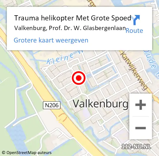 Locatie op kaart van de 112 melding: Trauma helikopter Met Grote Spoed Naar Valkenburg, Prof. Dr. W. Glasbergenlaan op 3 september 2023 18:30