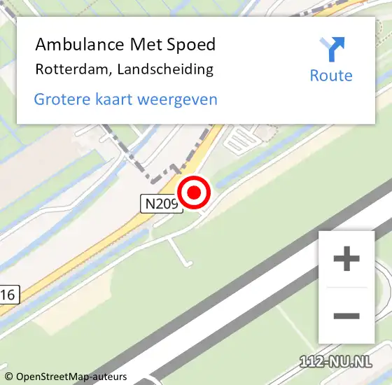 Locatie op kaart van de 112 melding: Ambulance Met Spoed Naar Rotterdam, Landscheiding op 3 september 2023 18:36