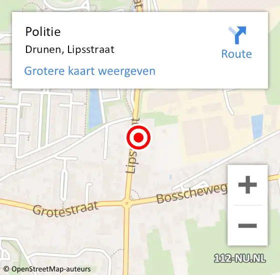 Locatie op kaart van de 112 melding: Politie Drunen, Lipsstraat op 3 september 2023 19:07