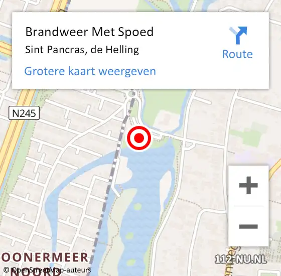 Locatie op kaart van de 112 melding: Brandweer Met Spoed Naar Sint Pancras, de Helling op 3 september 2023 19:31