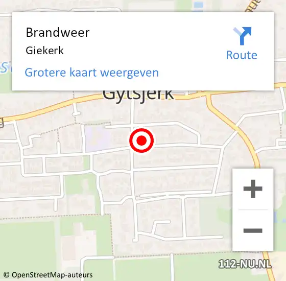 Locatie op kaart van de 112 melding: Brandweer Giekerk op 6 september 2014 20:07