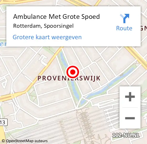 Locatie op kaart van de 112 melding: Ambulance Met Grote Spoed Naar Rotterdam, Spoorsingel op 3 september 2023 20:48