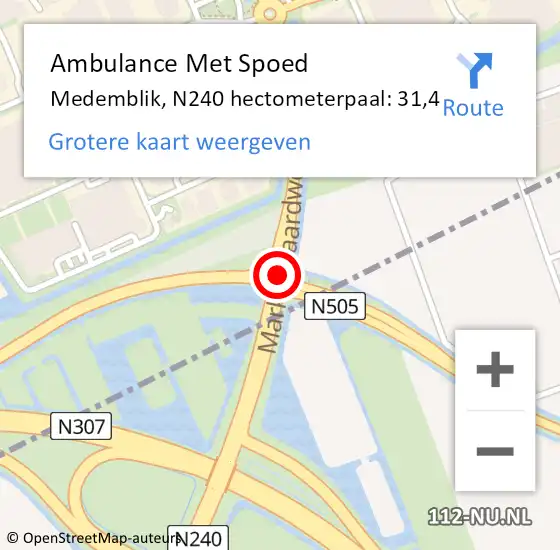 Locatie op kaart van de 112 melding: Ambulance Met Spoed Naar Medemblik, N240 hectometerpaal: 31,4 op 3 september 2023 20:55