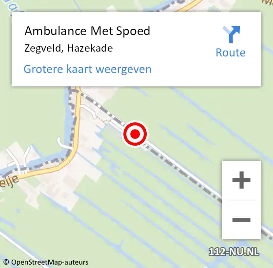 Locatie op kaart van de 112 melding: Ambulance Met Spoed Naar Zegveld, Hazekade op 6 september 2014 20:57