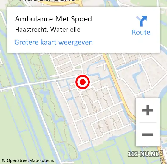 Locatie op kaart van de 112 melding: Ambulance Met Spoed Naar Haastrecht, Waterlelie op 4 september 2023 07:23