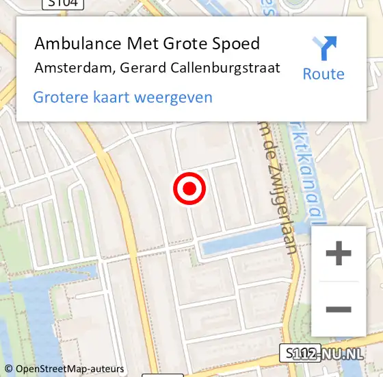 Locatie op kaart van de 112 melding: Ambulance Met Grote Spoed Naar Amsterdam, Gerard Callenburgstraat op 4 september 2023 07:57